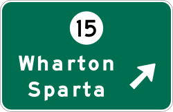 Exit direction sign with 3 destinations