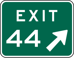 Exit gore sign with 1 or 2-digit exit number