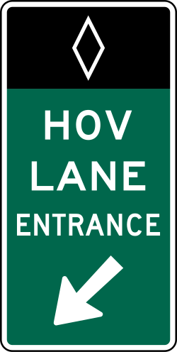 Preferential lane entrance gore sign for high-occupancy or special use lanes