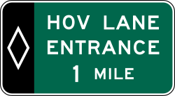 Advance warning sign for preferential lane entrance