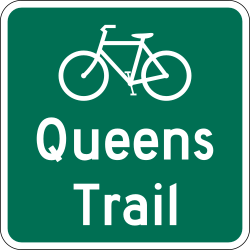 Non-numbered bicycle route marker with 2 lines of text