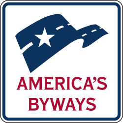 National Scenic Byway marker for federally designated scenic routes