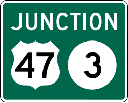 Combination junction marker showing 2 route signs together