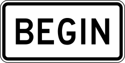 Begin plaque indicating the beginning of a route or section