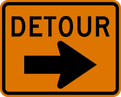 Right arrow for detour routing