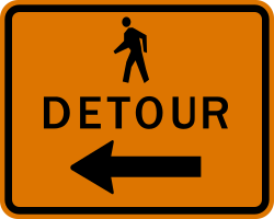 Left arrow for pedestrian detour routing
