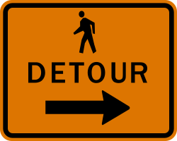 Right arrow for pedestrian detour routing