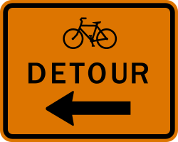Left arrow for bicycle detour routing
