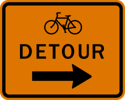 Right arrow for bicycle detour routing