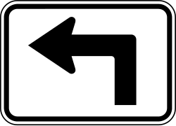 Advance left turn arrow plaque for 90-degree angle turns