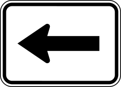 Left directional arrow plaque for route guidance
