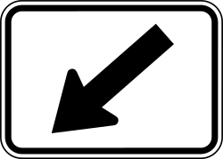 Downward diagonal left directional arrow plaque