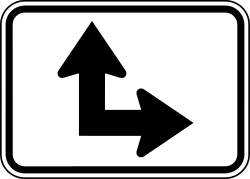Combined straight and right directional arrow plaque