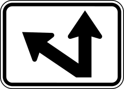 Combined diagonal left and straight directional arrow plaque
