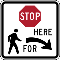 Drivers must stop for pedestrians on the right side
