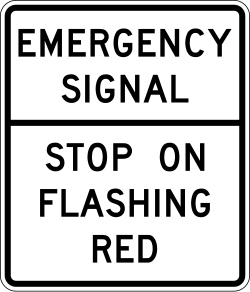 Requires stopping when emergency signal flashes red