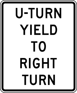 Requires U-turning vehicles to yield to right-turning traffic