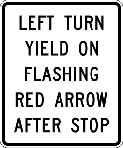 Allows left turn after stop and yield on flashing red arrow