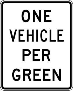 Limits to one vehicle per green signal phase