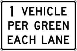 Limits to one vehicle per green signal phase in each lane