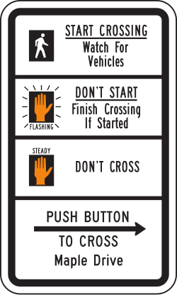 Additional design for crosswalk signal instructions
