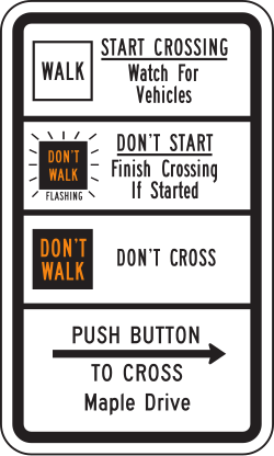 Alternative format for crosswalk signal instructions
