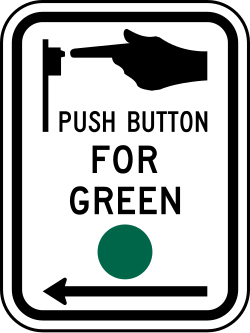 Location to push button to request green signal