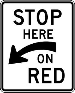 Alternative design indicating where to stop on red for left side