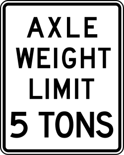 Maximum weight limit per axle for vehicles