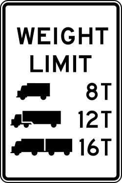 Weight limits specifically for trucks with visual truck symbols