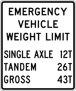 Weight limits that apply to emergency vehicles