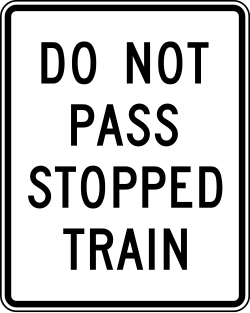 Alternative design prohibiting passing of a stopped train