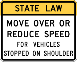 Requires drivers to move over or reduce speed when passing vehicles stopped on the shoulder