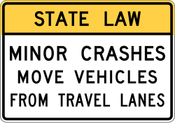 Instructs drivers to move vehicles out of travel lanes after minor crashes
