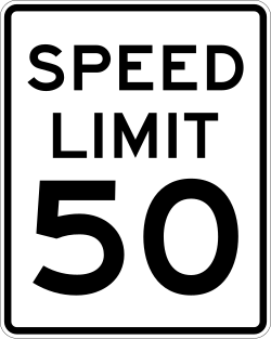 Maximum speed limit for all vehicles on the roadway