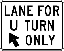 Start of a median lane reserved for U-turns