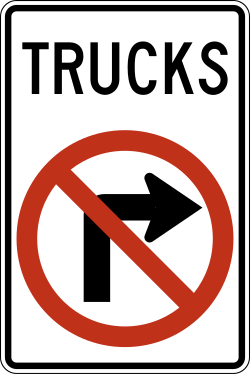 Right turns are prohibited for trucks