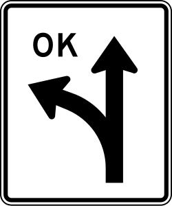 Variant showing U-turn and left-turn movements permitted from the lane