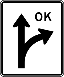 Variant showing U-turn and turn movements permitted from the lane