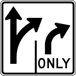 Layout of every lane on the approach ahead