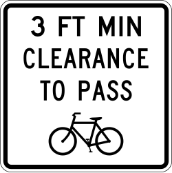 Required clearance distance when passing bicycles