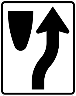 Directs traffic to keep to the right side