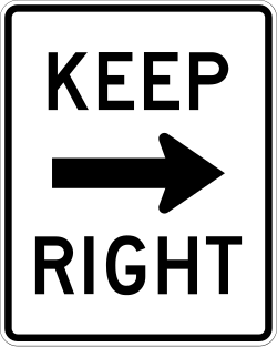Alternative version directing traffic to keep to the right side