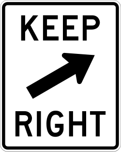 Another version directing traffic to keep to the right side