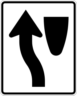 Directs traffic to keep to the left side