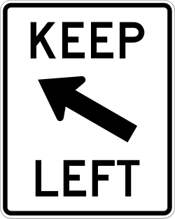 Another version directing traffic to keep to the left side