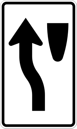 Directs traffic to keep to the left of an obstacle or median