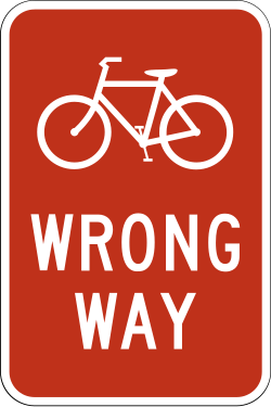 Bicycles are traveling in the wrong direction