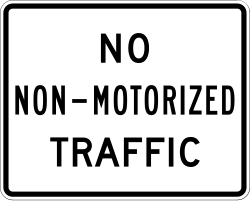 Prohibits non-motorized vehicles including bicycles and carts