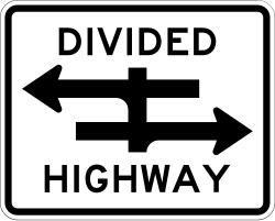Crossing of a divided highway